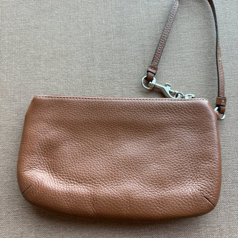 Coach Leather Wristlet Saddle Brown - Picture 2 of 5